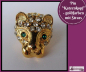 Preview: Pin "Katzenkopf" - goldfarben mit Strass